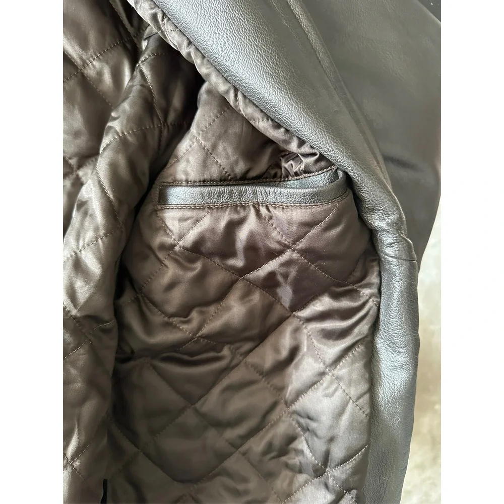 LL Bean Mens Brown Goatskin Leather A-2 Bomber Flight Jacket Size L Tall
